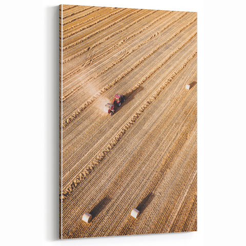 Harvest Glow - Aerial Farm Tractor Rustic Art