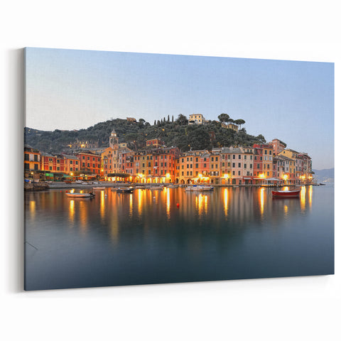 Scenic Portofino Canvas - Italy Wall Decor of Italian Riviera Harbor