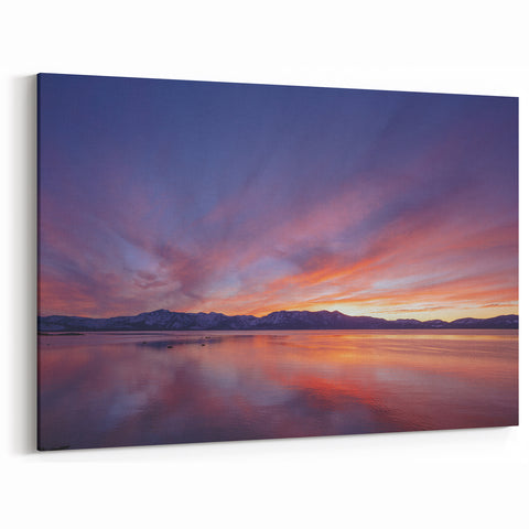 Vibrant Sunset Sky Art - Lake Tahoe Evening Reflections Canvas Prints