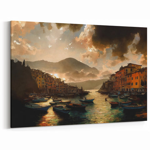 Liguria Art - Scenic Portofino Canvas with Italy Wall Decor Charm