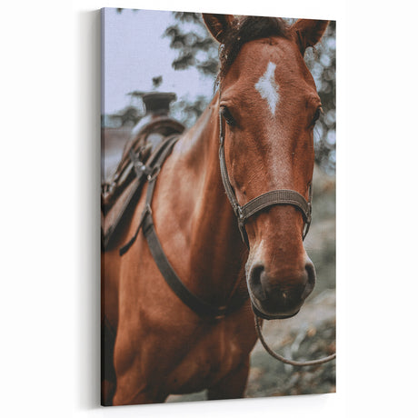 Farmhouse Wall Art: Rustic Horse Close-Up for Vintage Country Style Decor