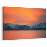 Lake Tahoe Framed Art - Scenic Sunset Over Snow Capped Mountains