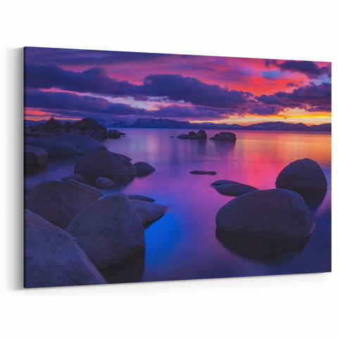 Lake Tahoe Wall Art - Vibrant Sunset Landscape Canvas Prints