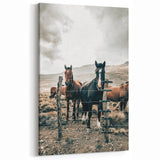 Farmhouse Wall Art: Country Horses in Rustic Landscape for Farmhouse Decor