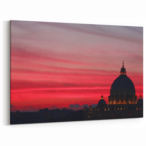 Rome Wall Art - St. Peter's Basilica at Sunset Canvas Print