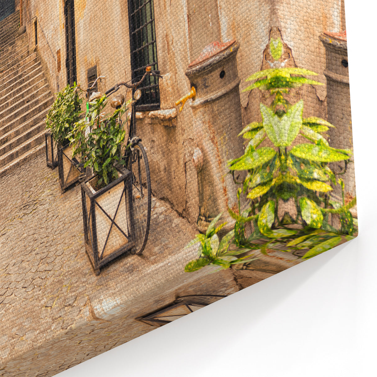 Italian Scenery Art - Charming Trastevere Alleyway Rome Wall Decor
