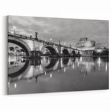 Rome Photography - Castel Sant'Angelo at Night Roman Bridge Art