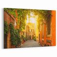 Rome Wall Art - Sunlit Trastevere Alley Italian Scenery Canvas Print