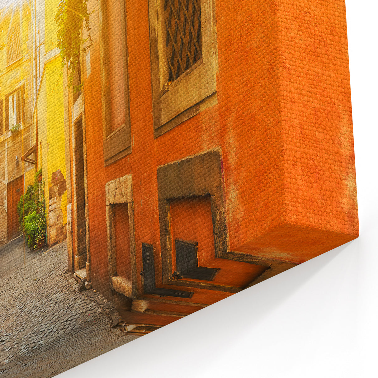 Rome Wall Art - Sunlit Trastevere Alley Italian Scenery Canvas Print