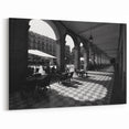 Rome Photography - Arched Walkway and Café in Black and White Art