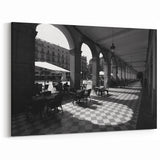 Rome Photography - Arched Walkway and Café in Black and White Art