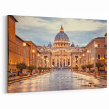 Rome Cityscape - St. Peter’s Basilica Evening View Canvas Print