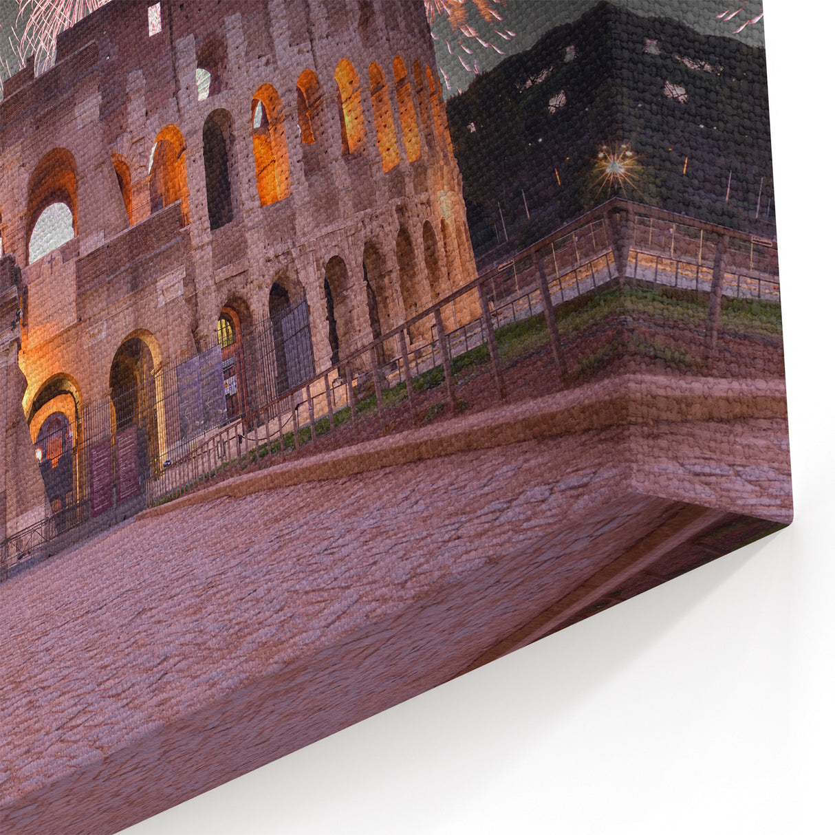 Rome Landmarks - Colosseum Fireworks Celebration Canvas Print