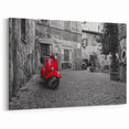 Rome Cityscape - Red Vespa in Trastevere Black and White Canvas Print