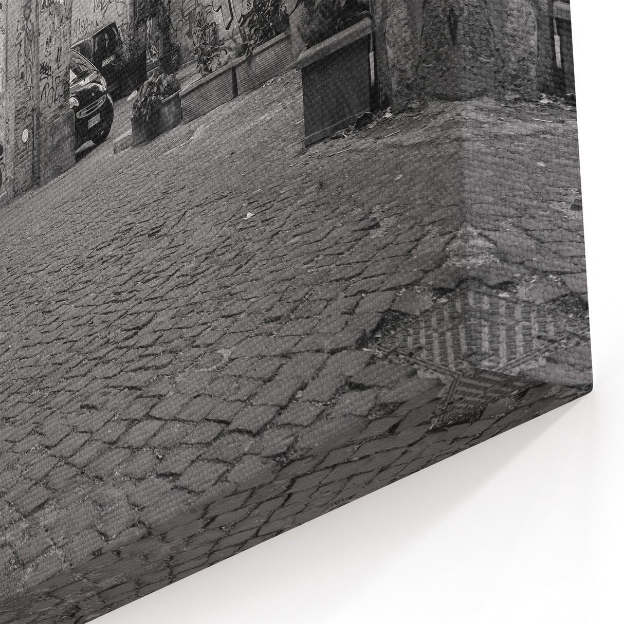 Rome Cityscape - Red Vespa in Trastevere Black and White Canvas Print