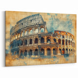 Rome Wall Art - Colosseum Vintage Style Italian Architecture Canvas