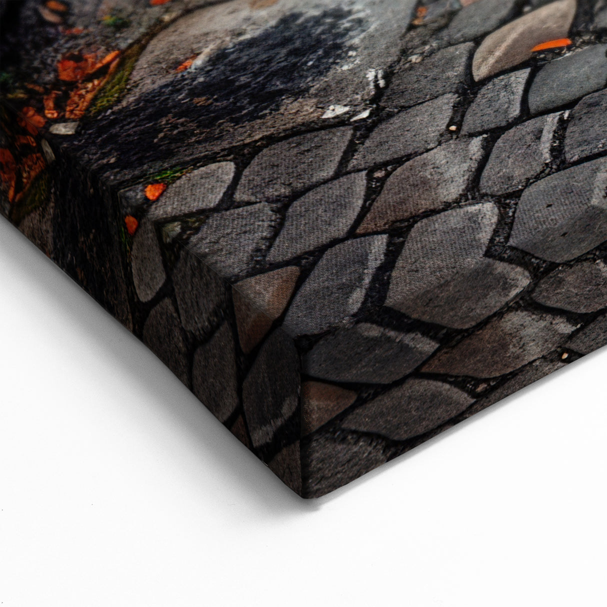 Italian Scenery Art - Rustic Cobblestone Street with Café Canvas Print