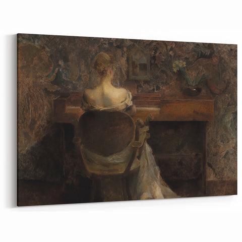 Figure at Desk in Dim Room – Dark Academia Wall Art, Vintage Gothic Prints