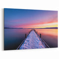 Winter Sunset Pier Art - Lake Tahoe Snowy Dock Canvas Prints