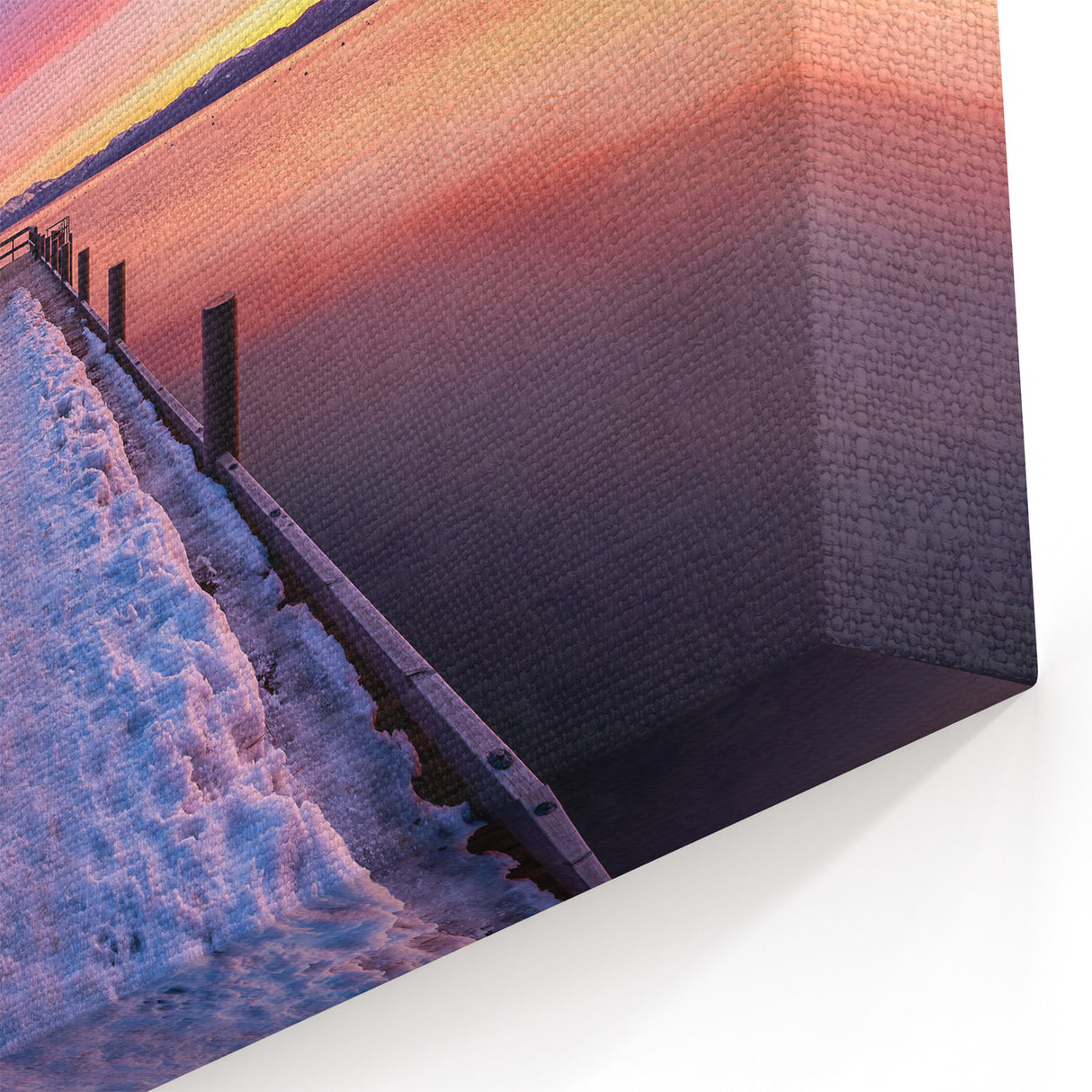 Winter Sunset Pier Art - Lake Tahoe Snowy Dock Canvas Prints