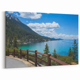 Scenic Lakeview Pathway Art - Tahoe Mountain and Shoreline Canvas Prints