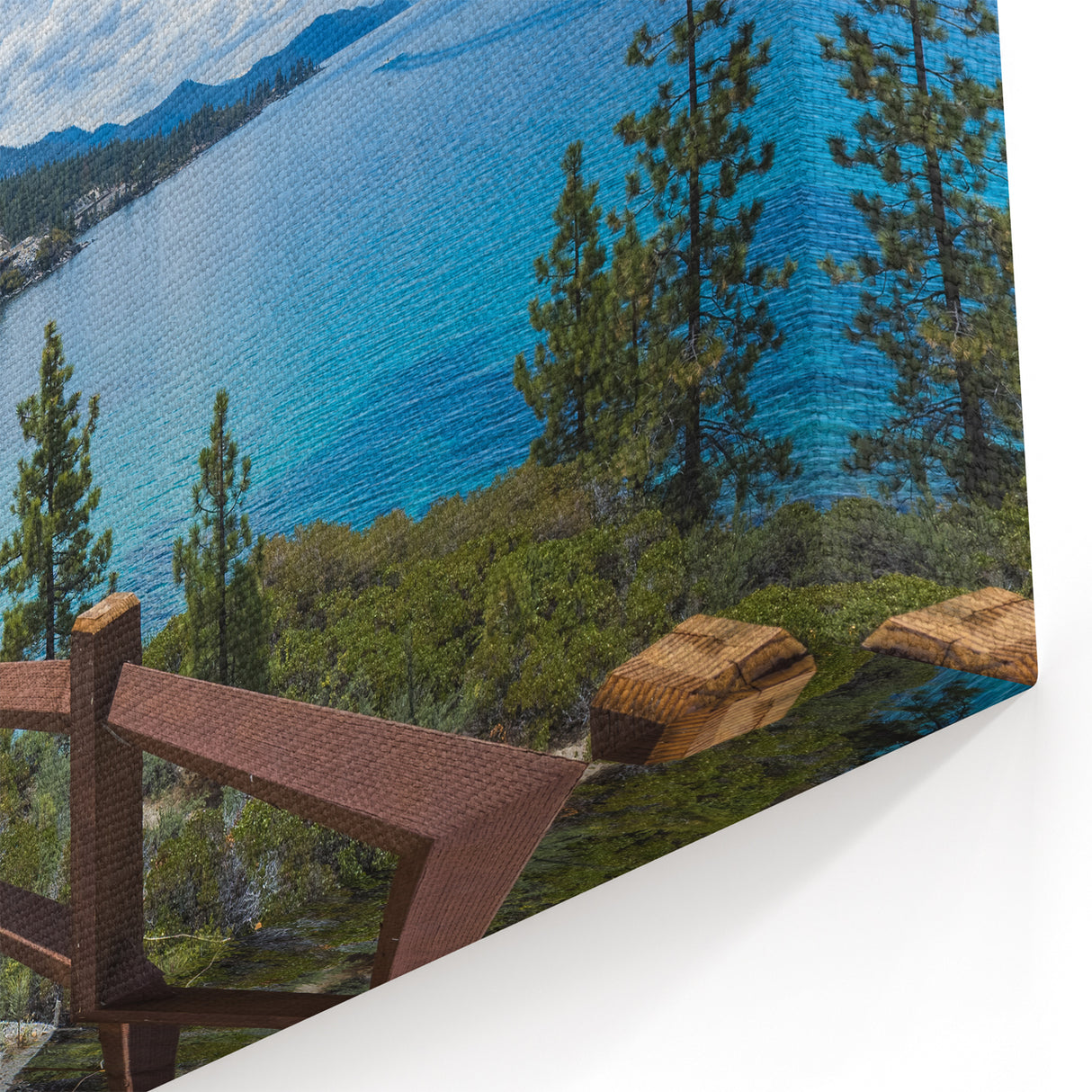 Scenic Lakeview Pathway Art - Tahoe Mountain and Shoreline Canvas Prints