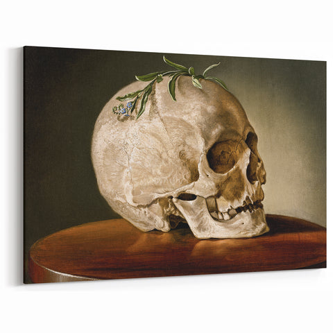 Skull with Greenery – Dark Academia Wall Art, Gothic Literature Art