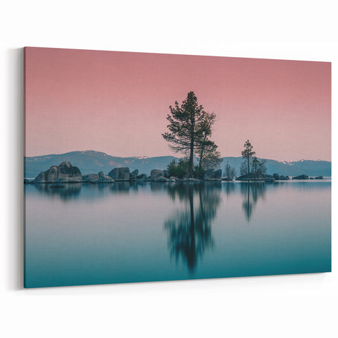 Tranquil Island Reflection Art - Lake Tahoe Serenity Canvas Prints