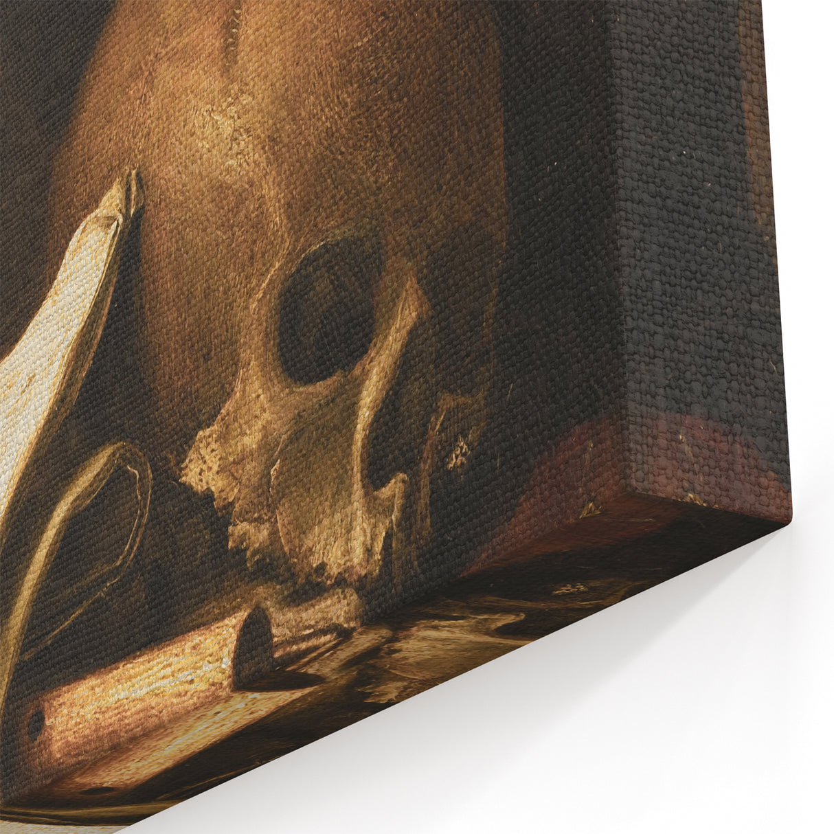 Skull, Globe, and Scroll – Dark Academia Wall Art, Gothic Still Life