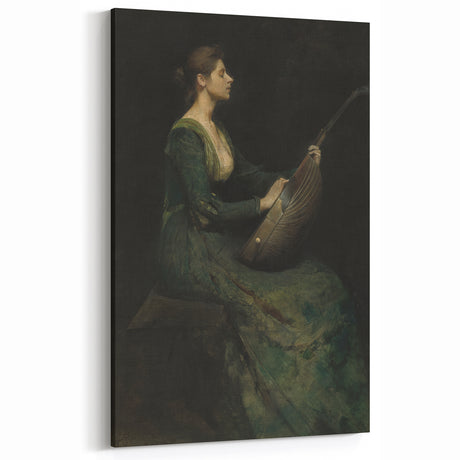 Woman Playing Stringed Instrument – Dark Academia Wall Art, Gothic Elegance