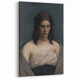 Portrait of Woman with Downcast Eyes – Dark Academia Wall Art, Moody Decor