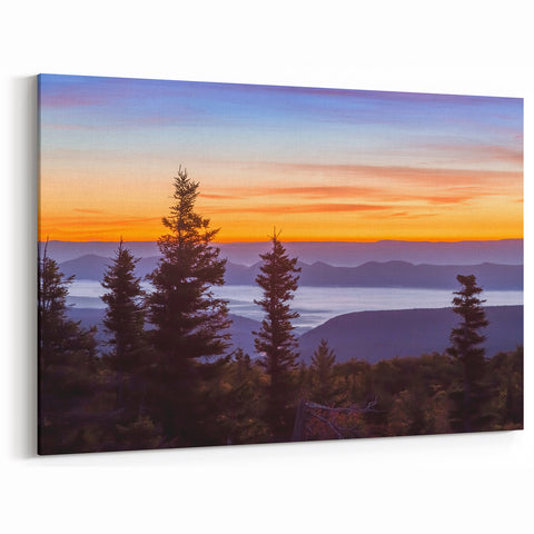 West Virginia Nature Art - Misty Mountain Sunset Framed Canvas Prints