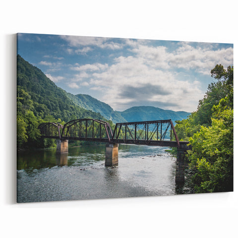 West Virginia Photography - Scenic River Bridge Framed Canvas Prints