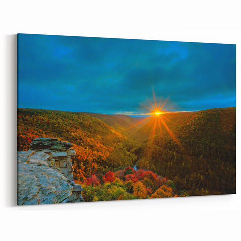 West Virginia Sunset Art - Vibrant Mountain Valley Framed Canvas Prints