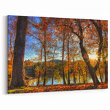 West Virginia Fall Art - Autumn Riverside Scene Framed Canvas Prints