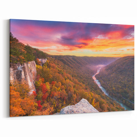West Virginia Landscape Art - Vibrant River Valley Sunset Framed Prints