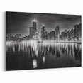 Chicago Skyline Art - Black and White Nighttime Cityscape Print