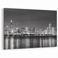 Chicago Photography Prints - Black and White Nighttime Skyline View