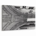 Vintage Chicago Posters - Black and White L-Train Tracks Aerial View