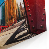 Chicago Landmarks Artwork - Red Bridge and Skyscrapers Cityscape Print