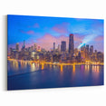 Chicago Skyline Art - Nighttime Cityscape with Illuminated Skyscrapers