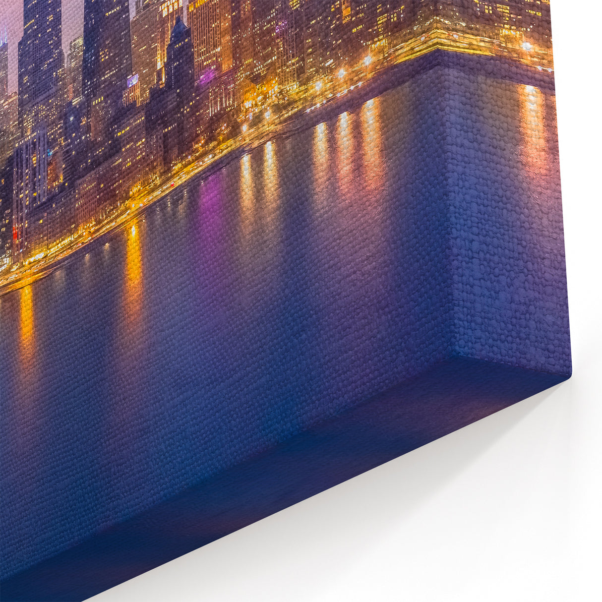 Chicago Skyline Art - Nighttime Cityscape with Illuminated Skyscrapers