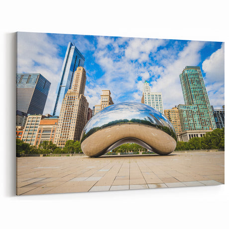Chicago Landmarks Artwork - The Bean at Millennium Park Skyline Print