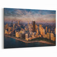 Vintage Chicago Posters - Artistic Painted Skyline at Sunset