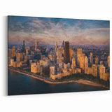 Vintage Chicago Posters - Artistic Painted Skyline at Sunset
