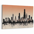 Chicago Architecture Wall Art - Modern Silhouette Skyline with Abstract Design