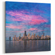 Chicago Wall Art Prints - Skyline with Vibrant Sunset and Reflection