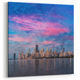 Chicago Wall Art Prints - Skyline with Vibrant Sunset and Reflection