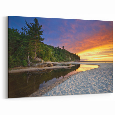 Lake Michigan Wall Art - Scenic Illinois Lake Canvas with Vibrant Sunset