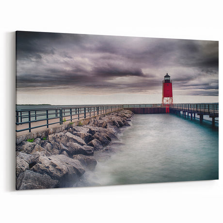 Framed Lake Michigan Art - Illinois Lighthouse Scenic Photography Print